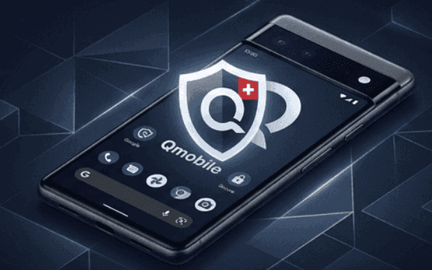 Qmobile güvenlik kalkanlı siyah Pixel telefon
